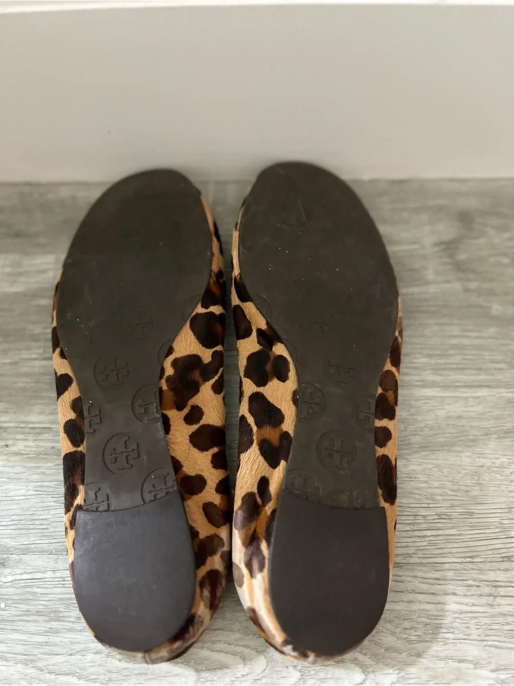Tory Burch Leopard-Print Reva Flats with Gold Logo